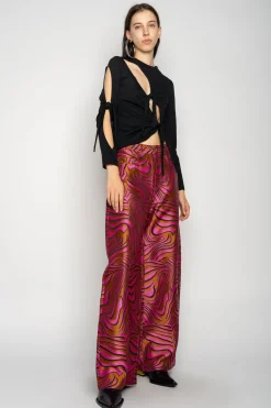 PINK ZEBRA BROCADE BOYFRIEND TROUSERS