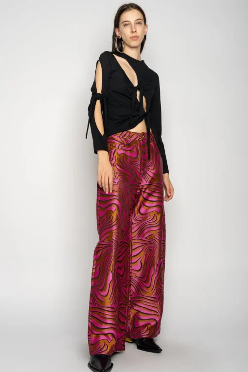 PINK ZEBRA BROCADE BOYFRIEND TROUSERS