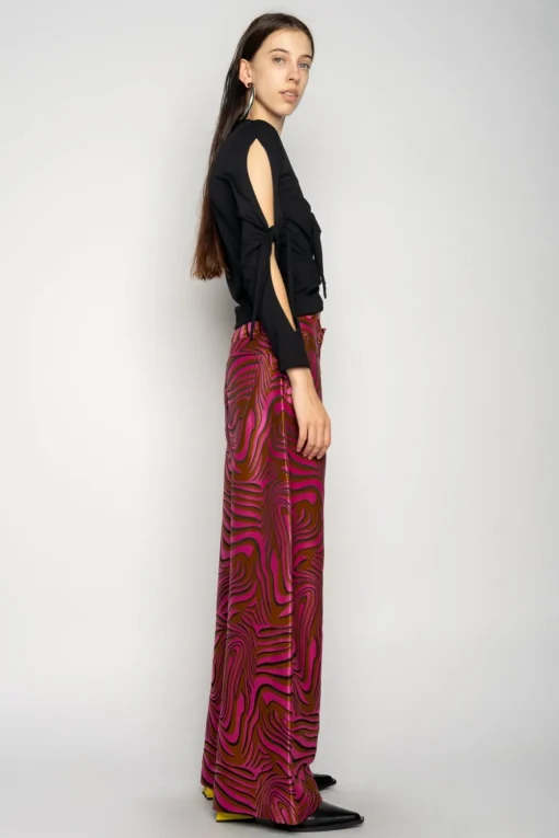 PINK ZEBRA BROCADE BOYFRIEND TROUSERS