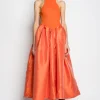 PRE-OWNED / ORANGE DRESS WITH TANK TOP SCOOPED