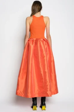 PRE-OWNED / ORANGE DRESS WITH TANK TOP SCOOPED