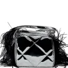 PRE-OWNED / SILVER WALLET BAG WITH FEATHER STRAP
