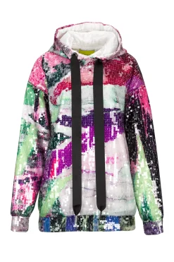 PRINTED SEQUIN HOODIE