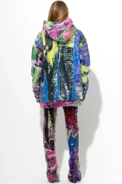 PRINTED SEQUIN HOODIE