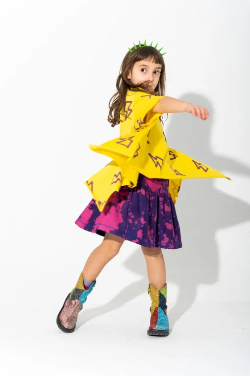 PURPLE AND PINK SPLATTERED FLEECE SKIRT