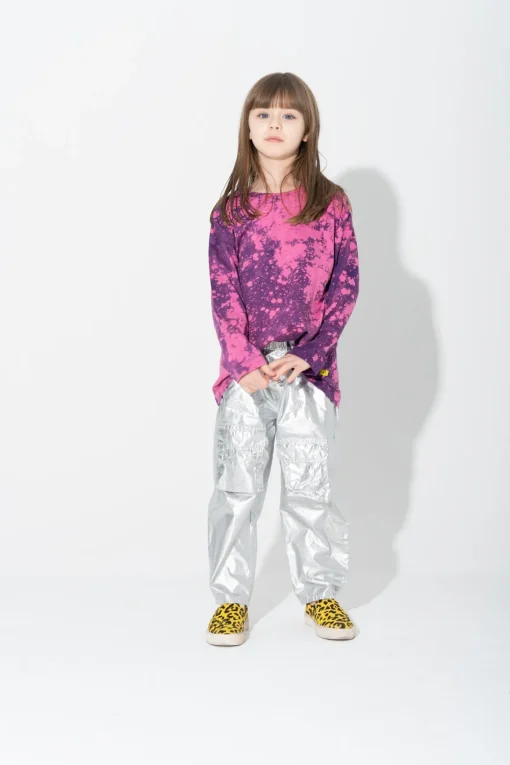 PURPLE AND PINK SPLATTERED LONG SLEEVE TOP