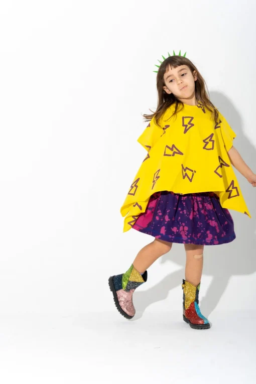 PURPLE AND PINK SPLATTERED FLEECE SKIRT