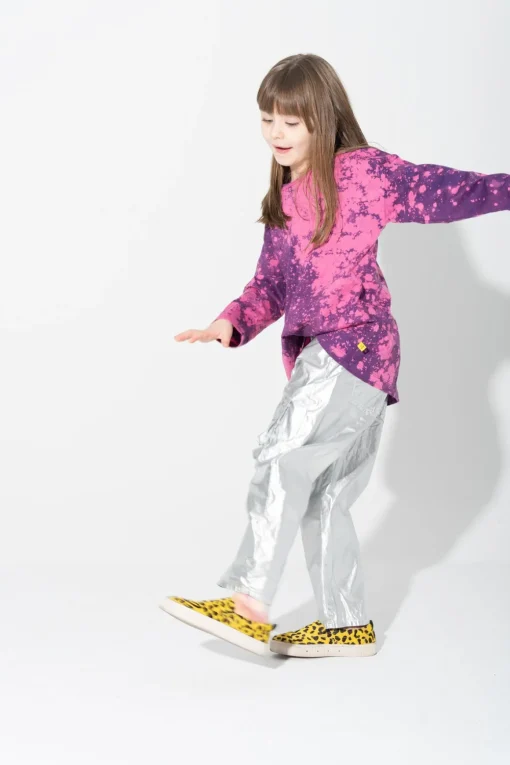 PURPLE AND PINK SPLATTERED LONG SLEEVE TOP