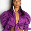 PURPLE BALLOON SLEEVE SHIRT