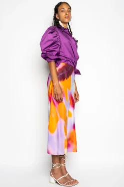 PURPLE BALLOON SLEEVE SHIRT
