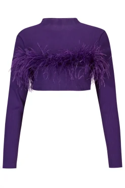 PURPLE CROPPED FEATHER TOP