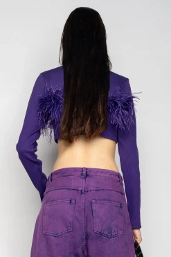 PURPLE CROPPED FEATHER TOP