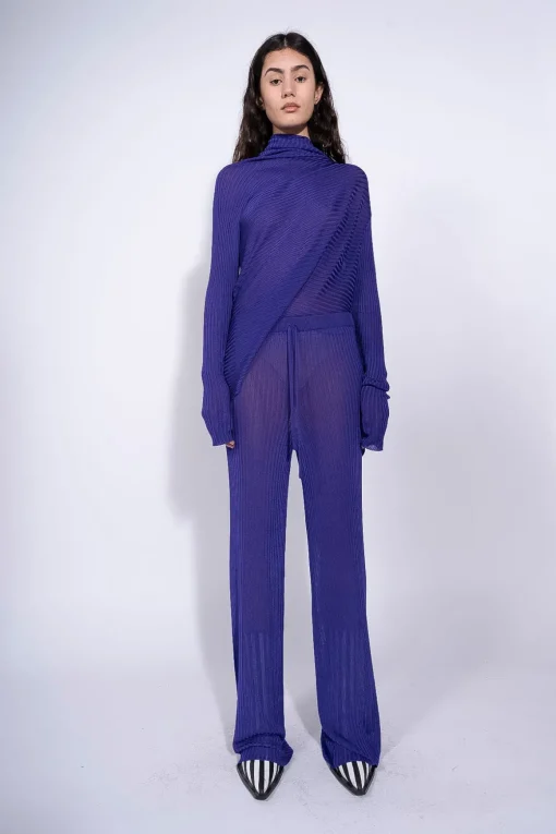 PURPLE DRAPED JUMPER IN LIGHTWEIGHT KNIT