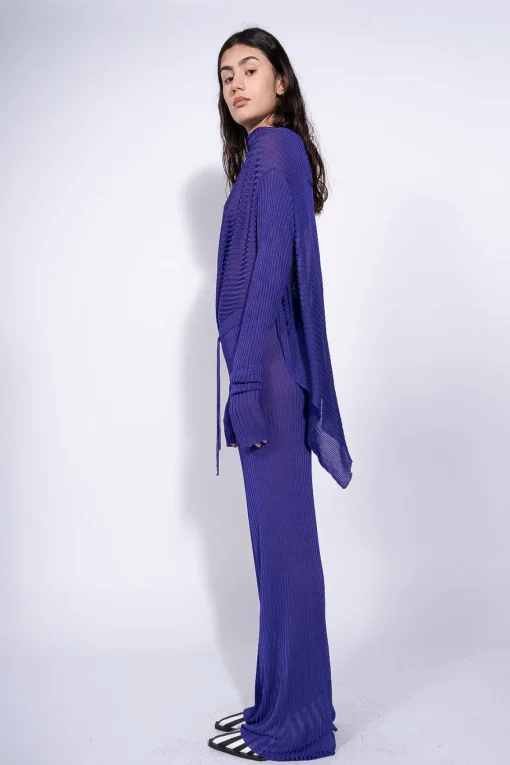 PURPLE DRAPED JUMPER IN LIGHTWEIGHT KNIT