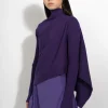 PURPLE DRAPED JUMPER IN MERINO KNIT