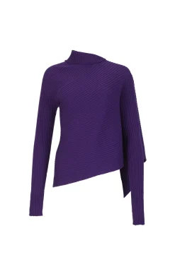 PURPLE DRAPED JUMPER IN MERINO KNIT