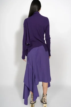 PURPLE DRAPED JUMPER IN MERINO KNIT