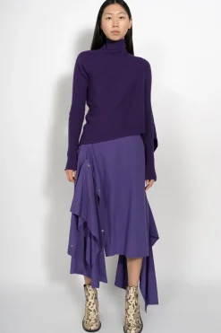 PURPLE DRAPED JUMPER IN MERINO KNIT