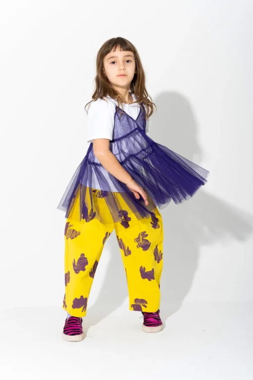PURPLE LAYERED TULE TOP T SHIRT
