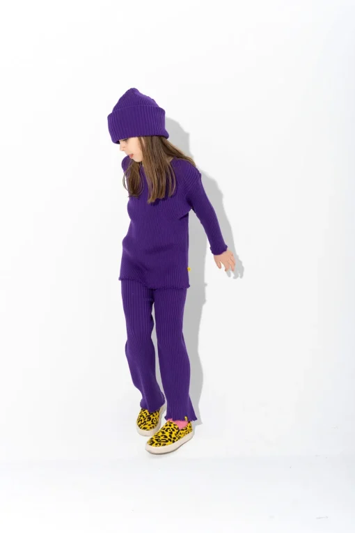 PURPLE MERINO KNIT BEANIE