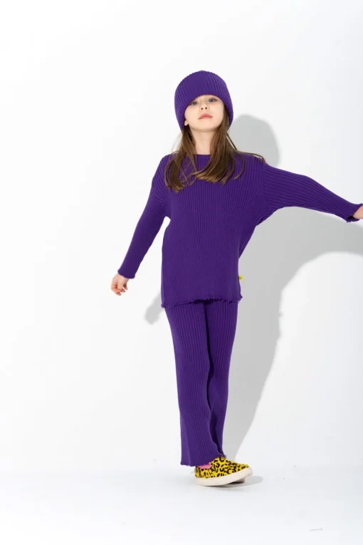 PURPLE MERINO KNIT TROUSERS