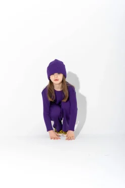 PURPLE MERINO KNIT TROUSERS