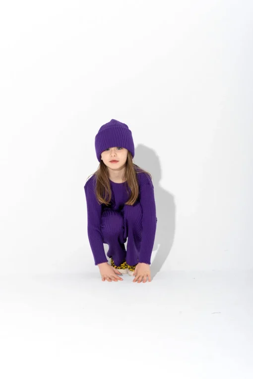 PURPLE MERINO KNIT TROUSERS