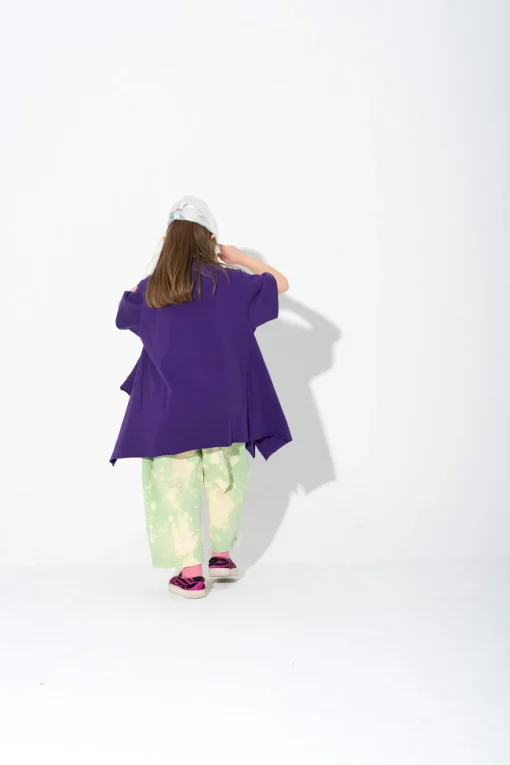 PURPLE T-SHIRT WITH SIDE FLAPS