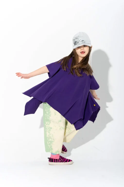 PURPLE T-SHIRT WITH SIDE FLAPS