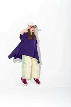 PURPLE T-SHIRT WITH SIDE FLAPS