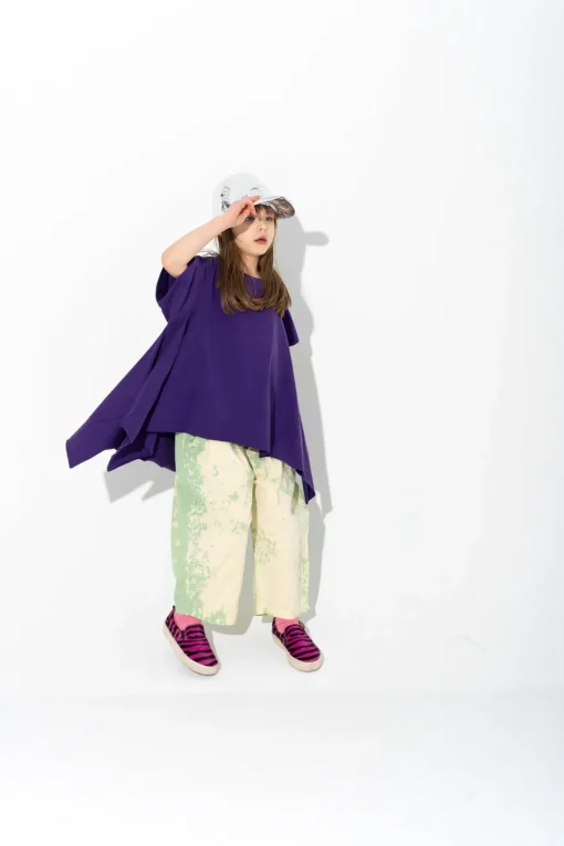 PURPLE T-SHIRT WITH SIDE FLAPS