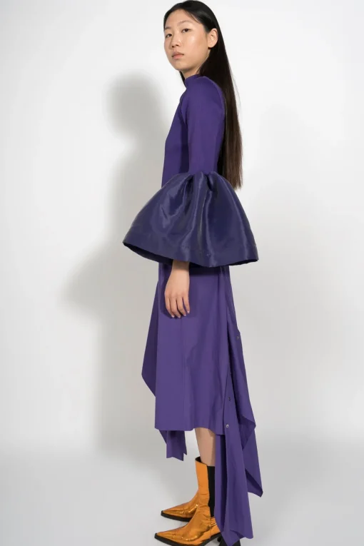 PURPLE TURTLENECK PUFF SLEEVE TOP