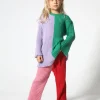 RED AND PINK COTTON KNIT TROUSERS