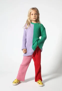 RED AND PINK COTTON KNIT TROUSERS