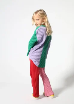 RED AND PINK COTTON KNIT TROUSERS