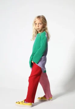 RED AND PINK COTTON KNIT TROUSERS