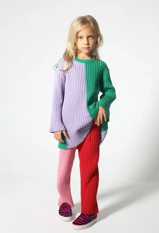 RED AND PINK COTTON KNIT TROUSERS