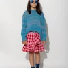 RED AND PINK GINGHAM SHORT SKIRT