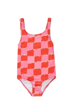RED AND PINK GINGHAM SWIMSUIT