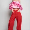 RED BOYFRIEND TROUSERS