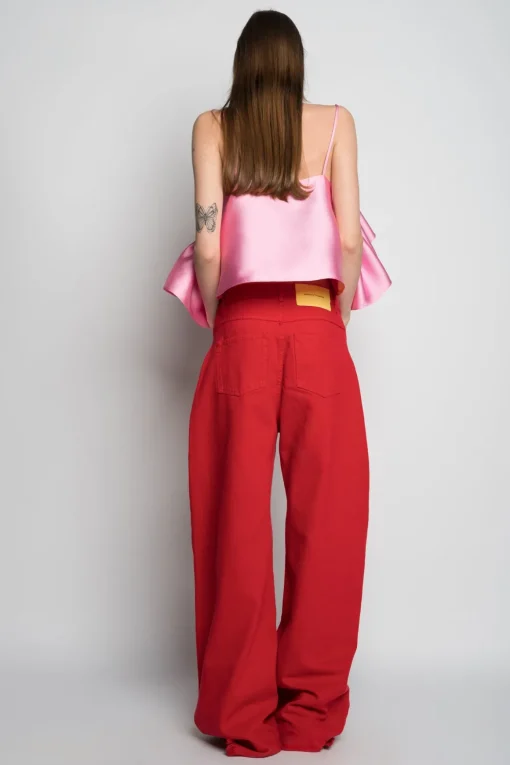 RED BOYFRIEND TROUSERS