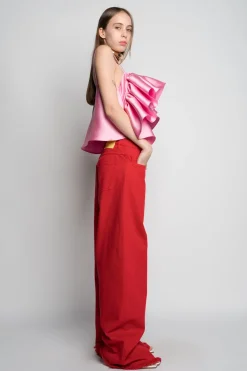 RED BOYFRIEND TROUSERS