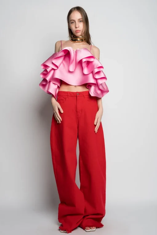 RED BOYFRIEND TROUSERS
