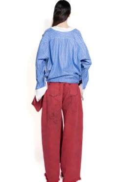 RED BOYFRIEND TROUSERS WITH BIG BOW