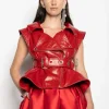 RED LEATHER BIKER VEST