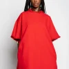 RED OVERSIZED T-SHIRT DRESS