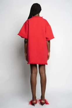 RED OVERSIZED T-SHIRT DRESS