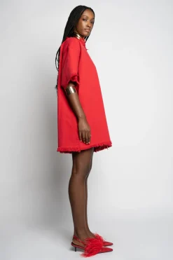 RED OVERSIZED T-SHIRT DRESS