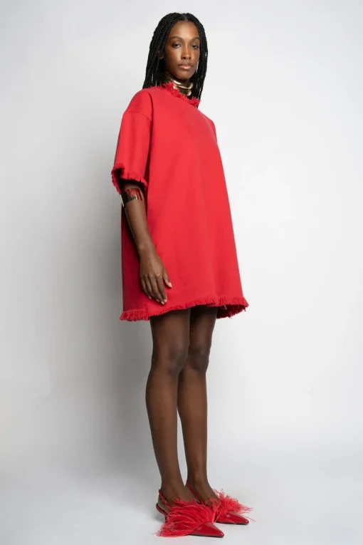 RED OVERSIZED T-SHIRT DRESS