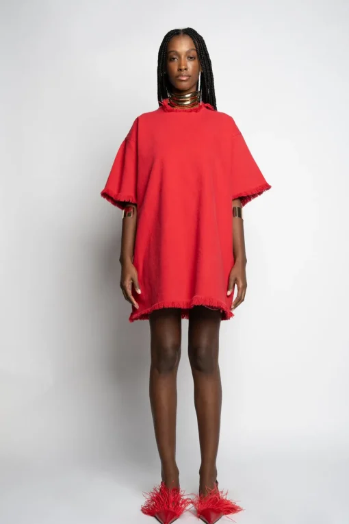 RED OVERSIZED T-SHIRT DRESS